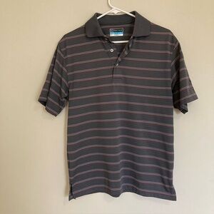 PGA Tour Men's Airflux Short Sleeve Golf Polo Shirt Gray Striped Size Small